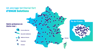 Carte des implantations d'ENGIE Solutions