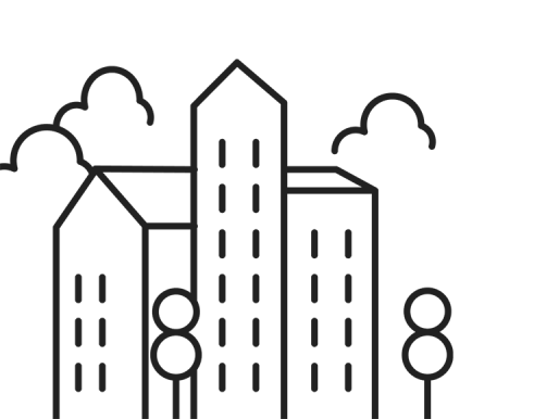 Pictogramme de bâtiments d'une ville qui représente les collectivités