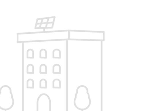 Pictogramme d'un immeuble alimenté par le photovoltaïque